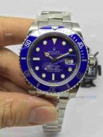 Swiss Fake Rolex Submariner Watch SS Blue / Blue Ceramic Bezel